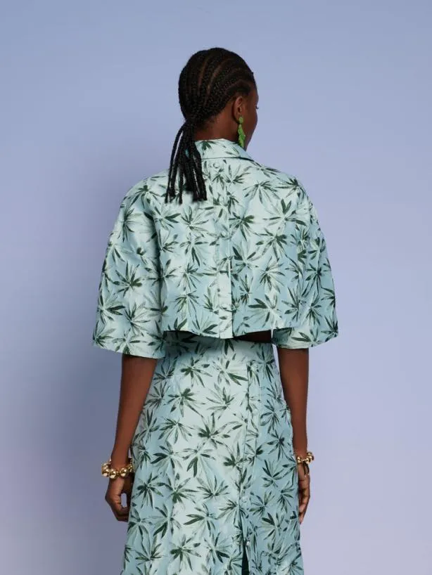Sister Jane Tops Womenswear Ghospell Palmer Button Cropped Shirt Celadon Green