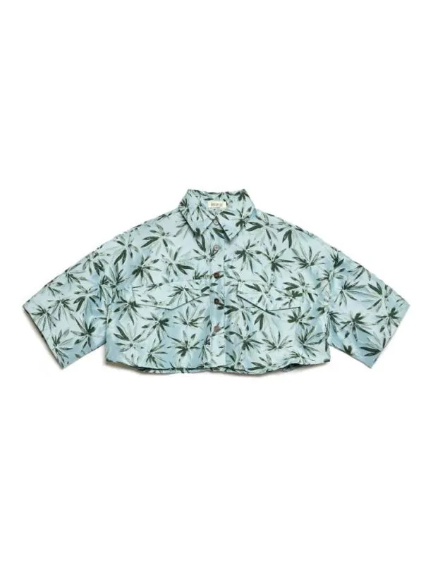 Sister Jane Tops Womenswear Ghospell Palmer Button Cropped Shirt Celadon Green