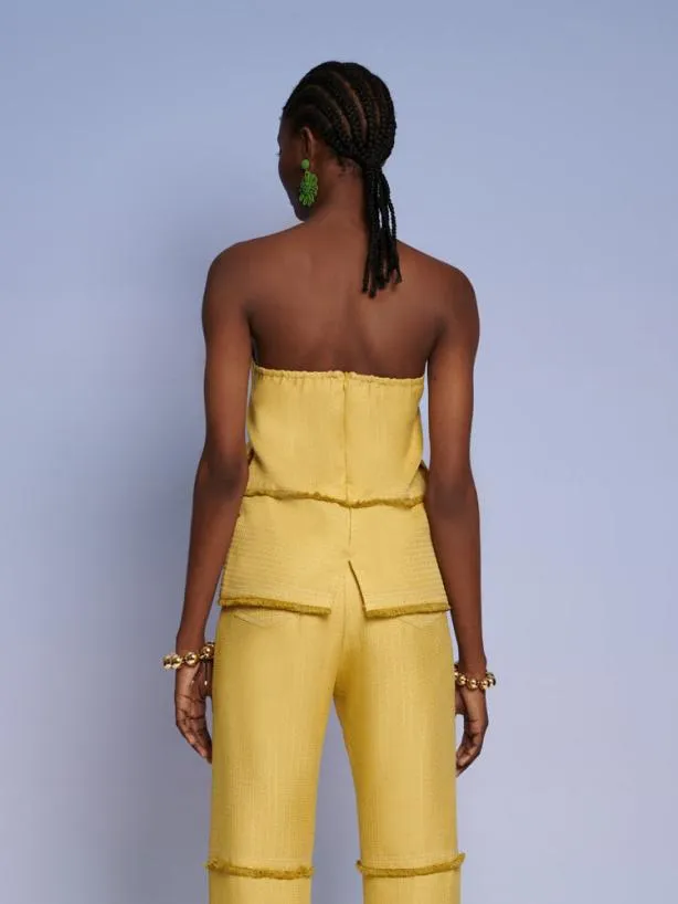 Sister Jane Tops Womenswear Ghospell Priya Fray Bandeau Top Mustard Yellow