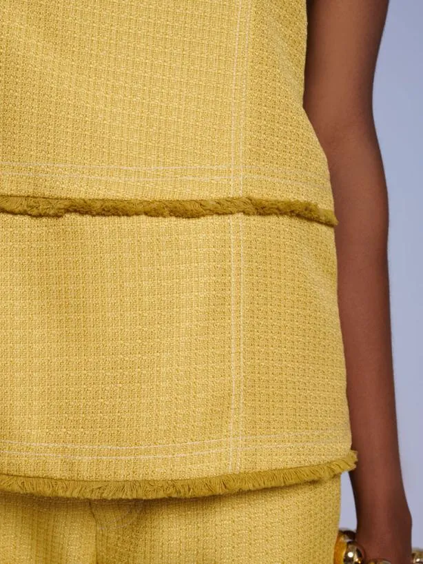 Sister Jane Tops Womenswear Ghospell Priya Fray Bandeau Top Mustard Yellow