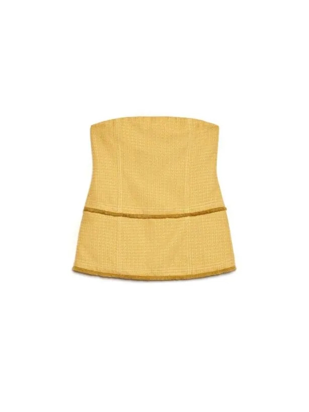Sister Jane Tops Womenswear Ghospell Priya Fray Bandeau Top Mustard Yellow