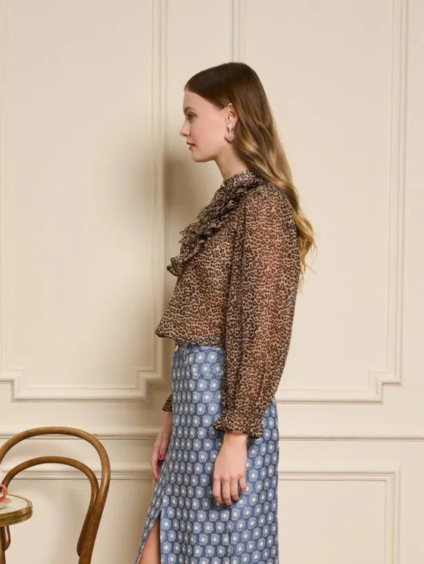 Sister Jane Tops Womenswear Lisette Organza Ruffle Blouse Leopard