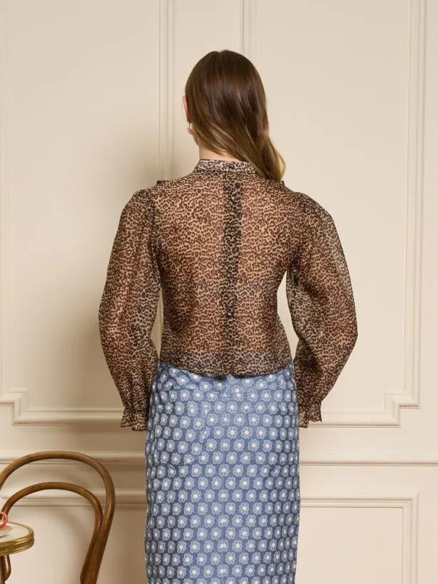 Sister Jane Tops Womenswear Lisette Organza Ruffle Blouse Leopard