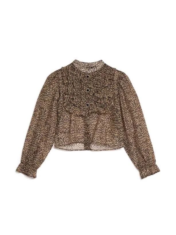 Sister Jane Tops Womenswear Lisette Organza Ruffle Blouse Leopard