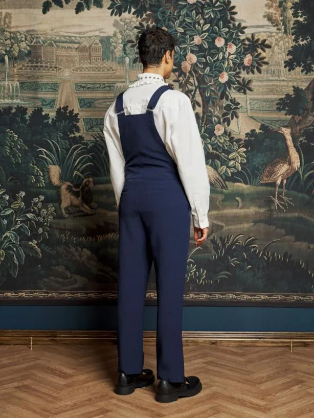 Sister Jane Trousers Menswear Lucky Dungarees Navy Blue