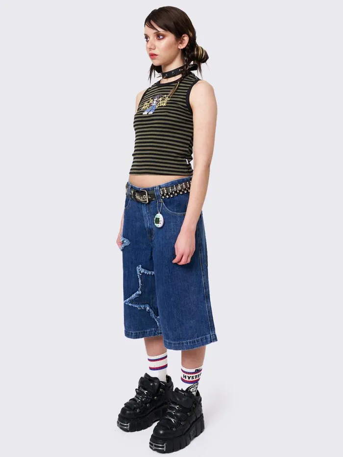 Skater Shawty Striped Vest Top Women Minga London Tops and TShirts