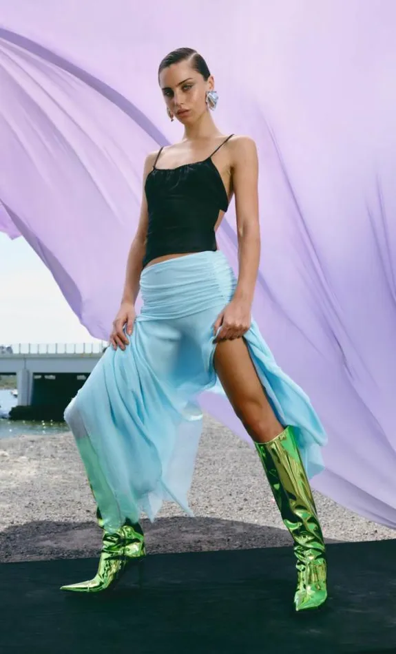Skirts Shop Bec Bridge Elzette Asym Midi Skirt Dolphin Blue