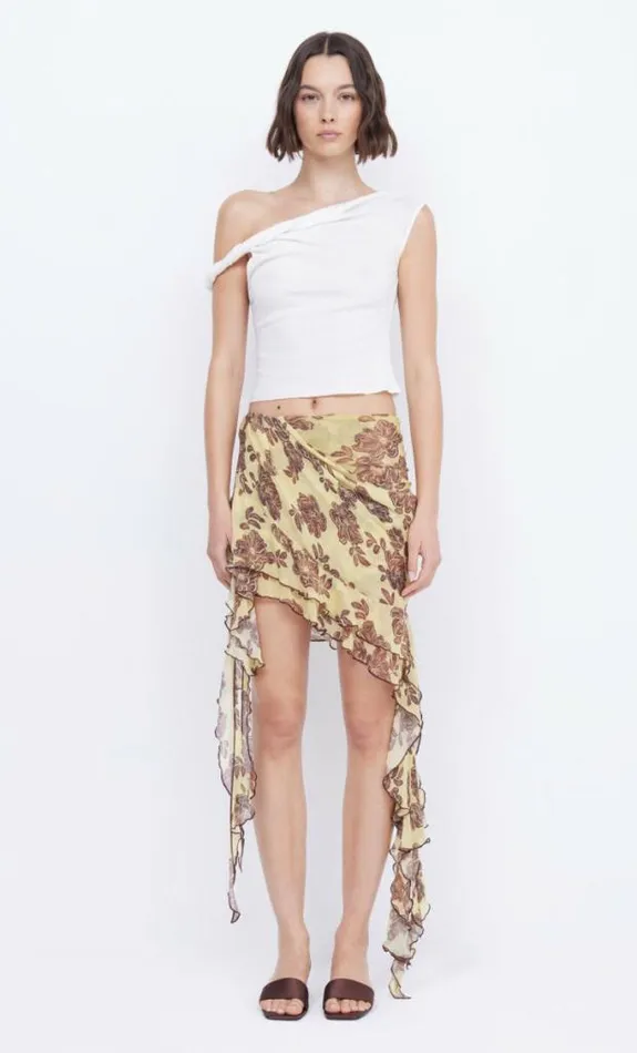 Skirts Shop Bec Bridge Malibu Bay Frill Skirt Citrus Plum Floral