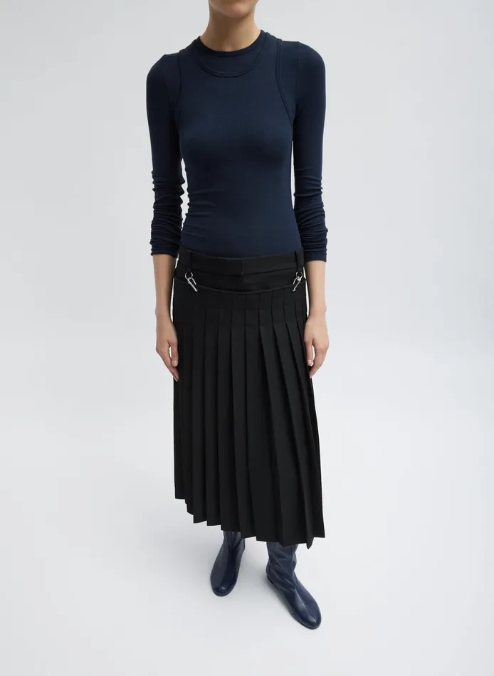 Skirts Women Tibi Grain De Poudre Convertible Pleated Skirt