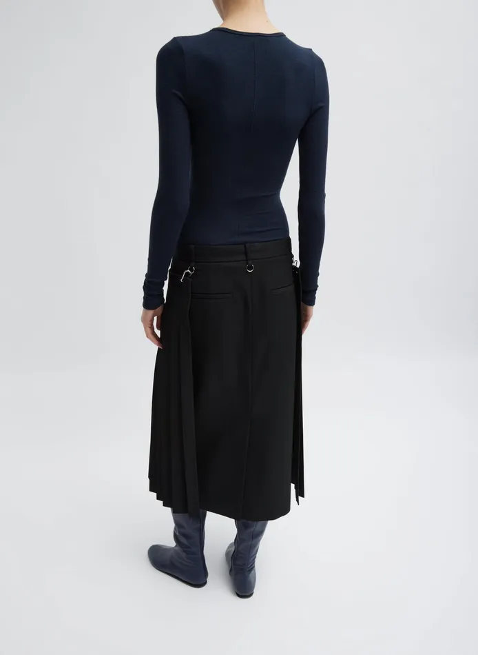 Skirts Women Tibi Grain De Poudre Convertible Pleated Skirt