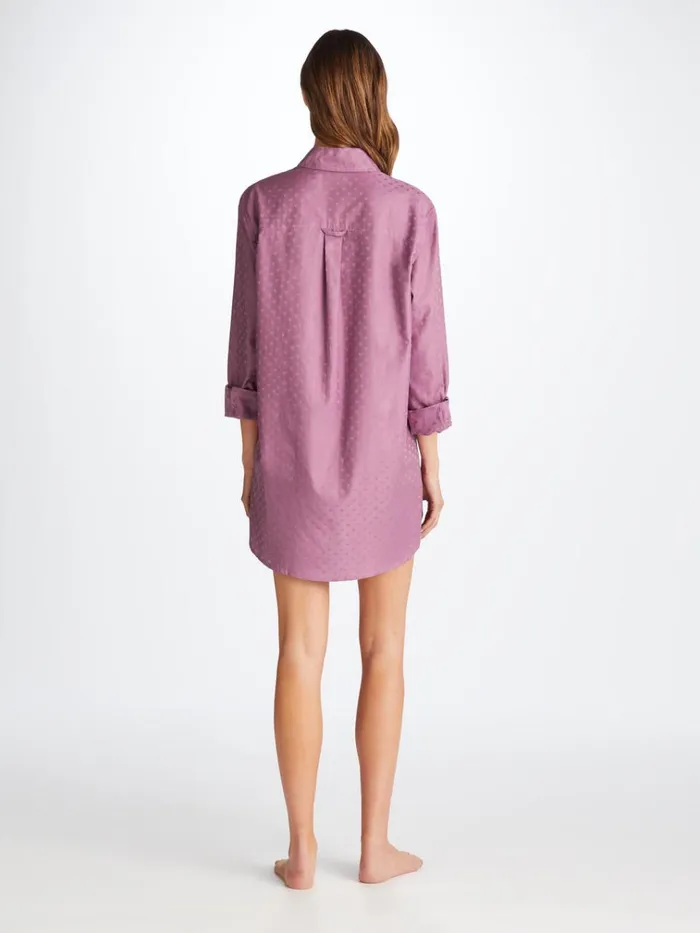 Sleep Shirts Women Derek Rose Nightshirt Kate 10 Cotton Jacquard Purple