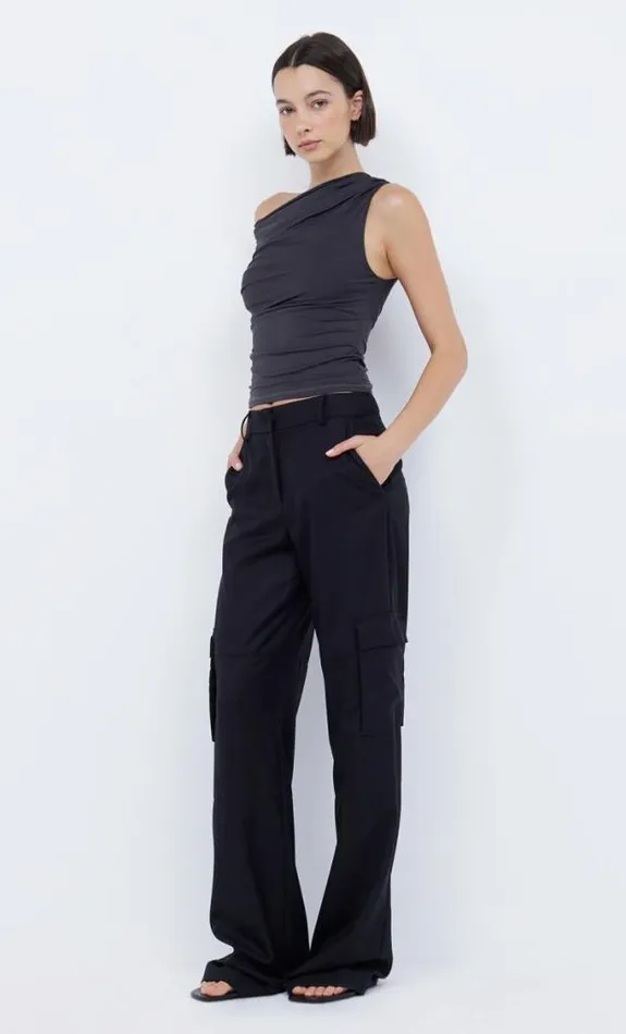 Sleeveless Shop Bec Bridge Serene Top Charcoal