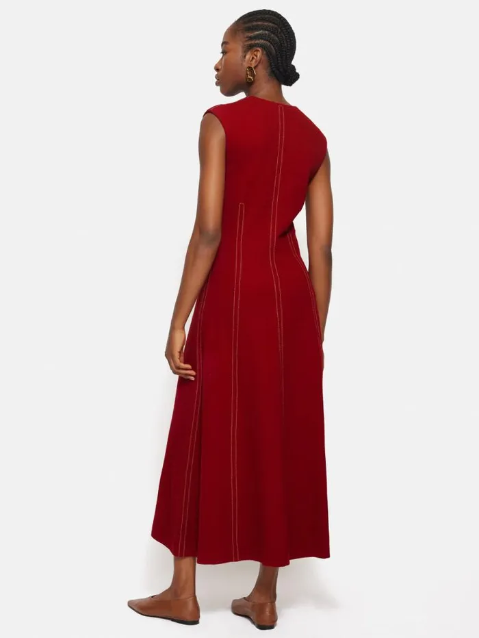 Sleeveless Stitched Dress Red Women Jigsaw Dresses and Jumpsuits