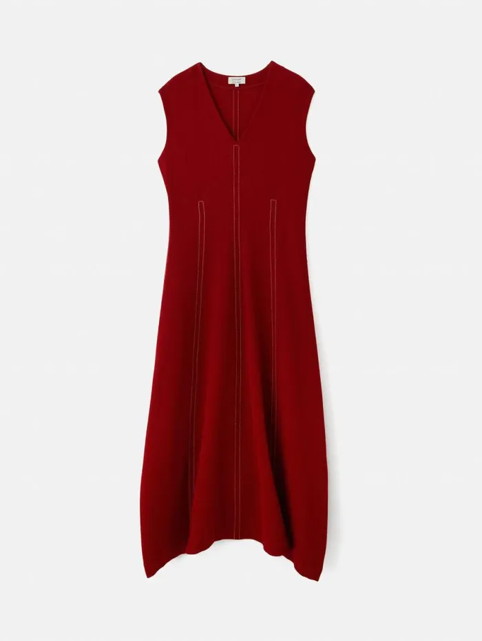 Sleeveless Stitched Dress Red Women Jigsaw Dresses and Jumpsuits