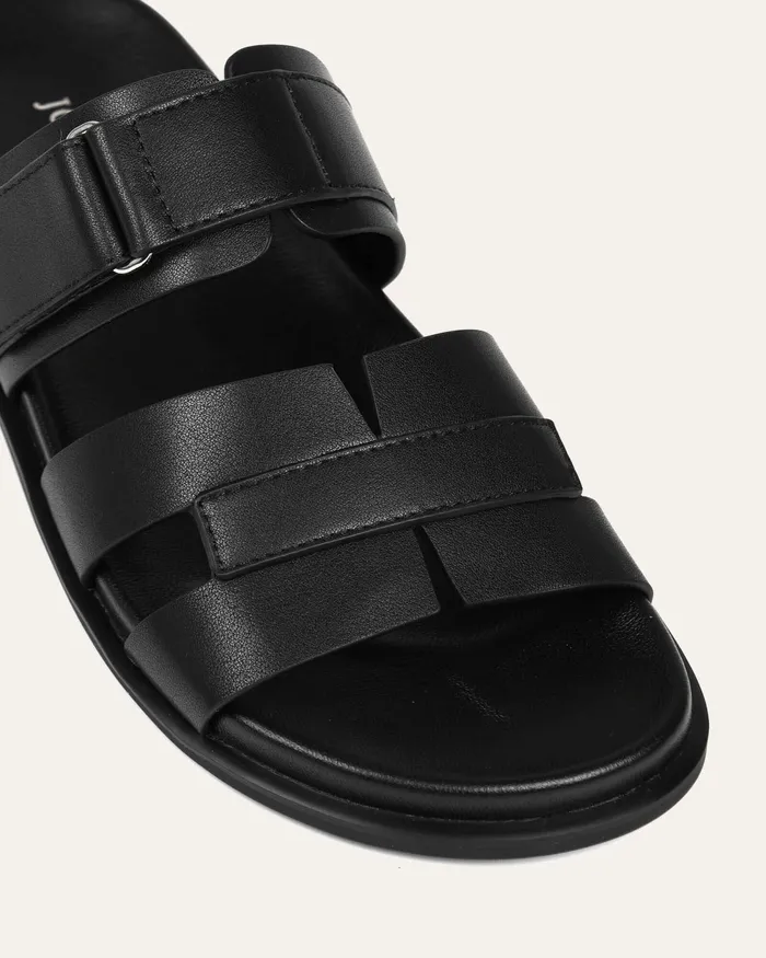 SLIDES jomercer Women Hendrix flat slides black leather