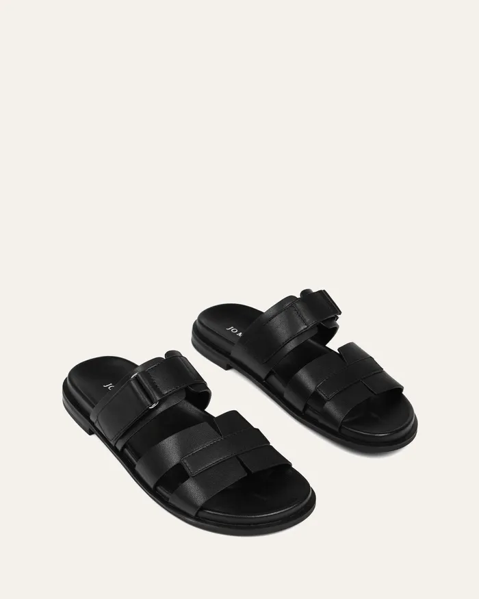 SLIDES jomercer Women Hendrix flat slides black leather