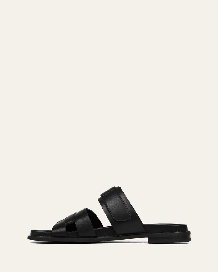 SLIDES jomercer Women Hendrix flat slides black leather