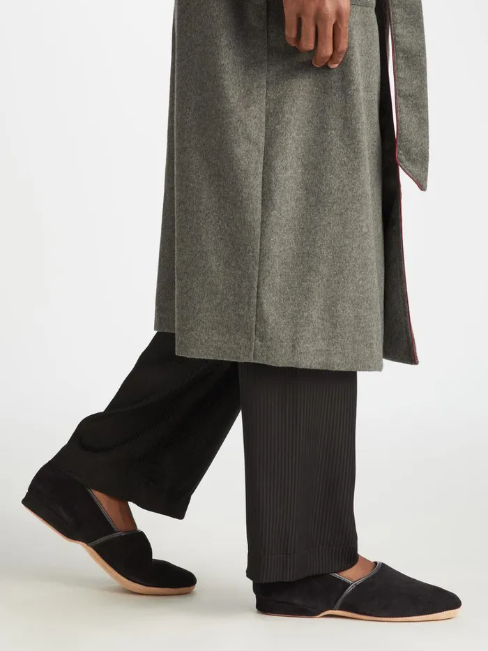 Slippers MenSlippers Derek Rose Slippers Crawford Suede Sheepskin Black