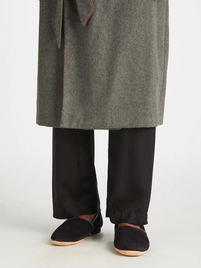Slippers MenSlippers Derek Rose Slippers Crawford Suede Sheepskin Black