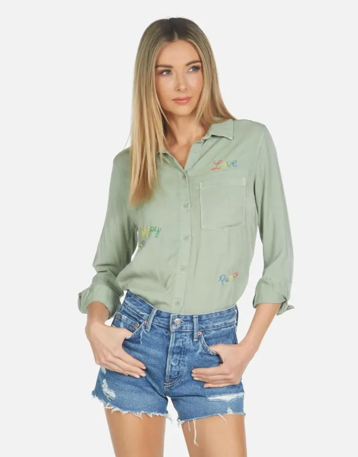 Sloane Hippie Girl Pine Green Women Lauren Moshi Long Sleeve