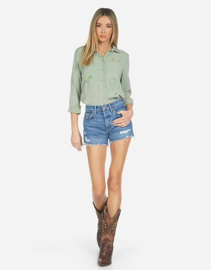 Sloane Hippie Girl Pine Green Women Lauren Moshi Long Sleeve