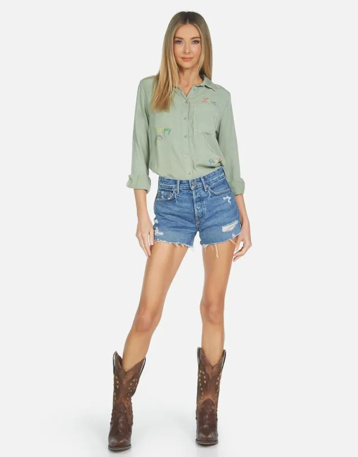 Sloane Hippie Girl Pine Green Women Lauren Moshi Long Sleeve