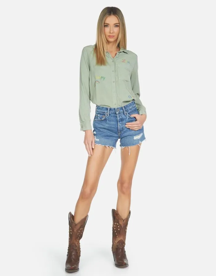 Sloane Hippie Girl Pine Green Women Lauren Moshi Long Sleeve