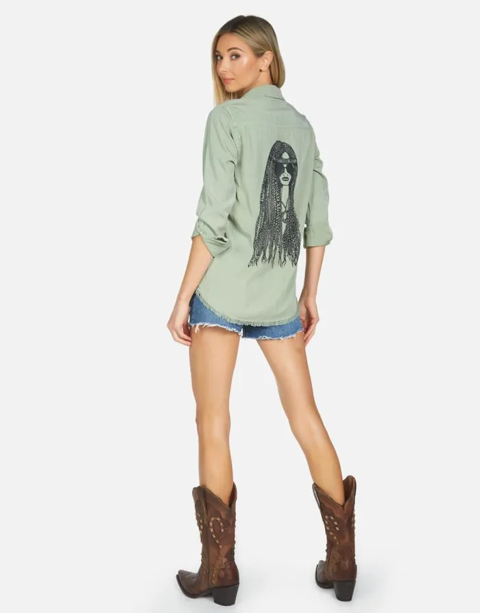 Sloane Hippie Girl Pine Green Women Lauren Moshi Long Sleeve