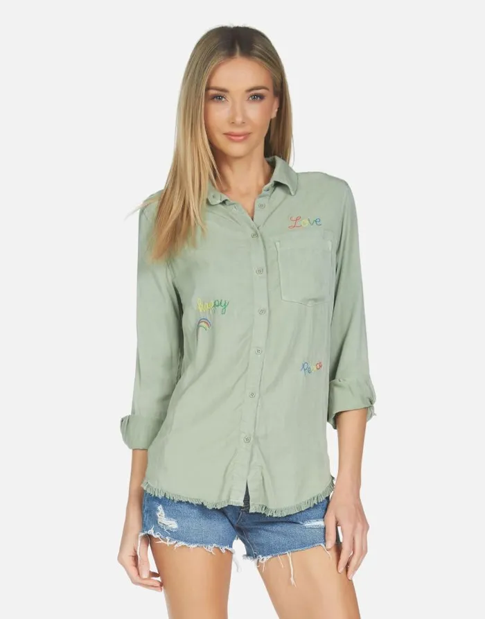 Sloane Hippie Girl Pine Green Women Lauren Moshi Long Sleeve