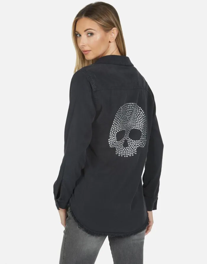 Sloane Nailhead Skull Onyx Women Lauren Moshi Long Sleeve