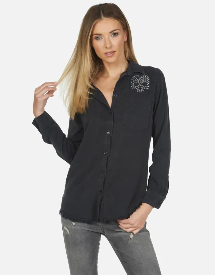 Sloane Nailhead Skull Onyx Women Lauren Moshi Long Sleeve