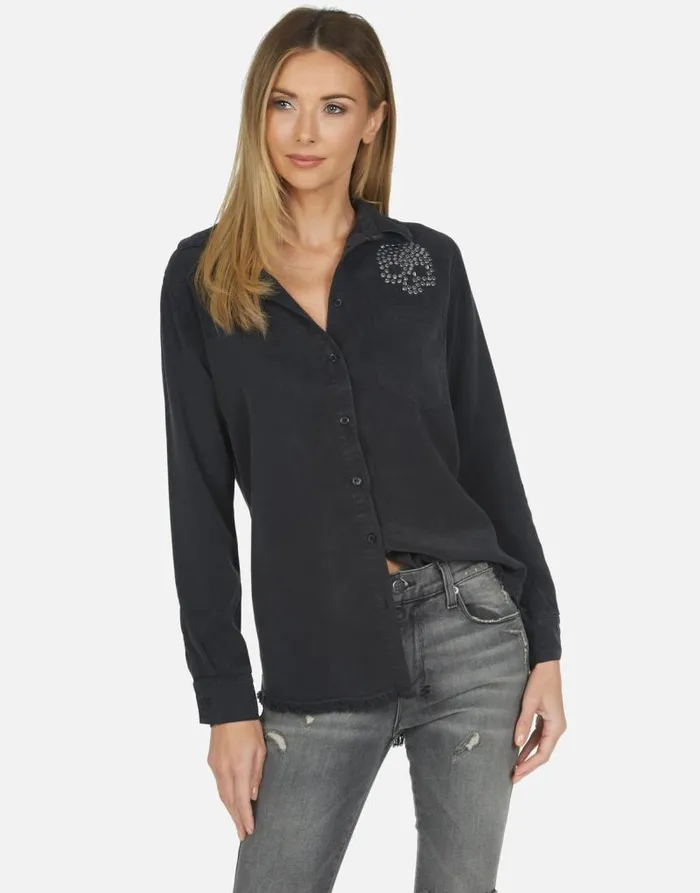 Sloane Nailhead Skull Onyx Women Lauren Moshi Long Sleeve
