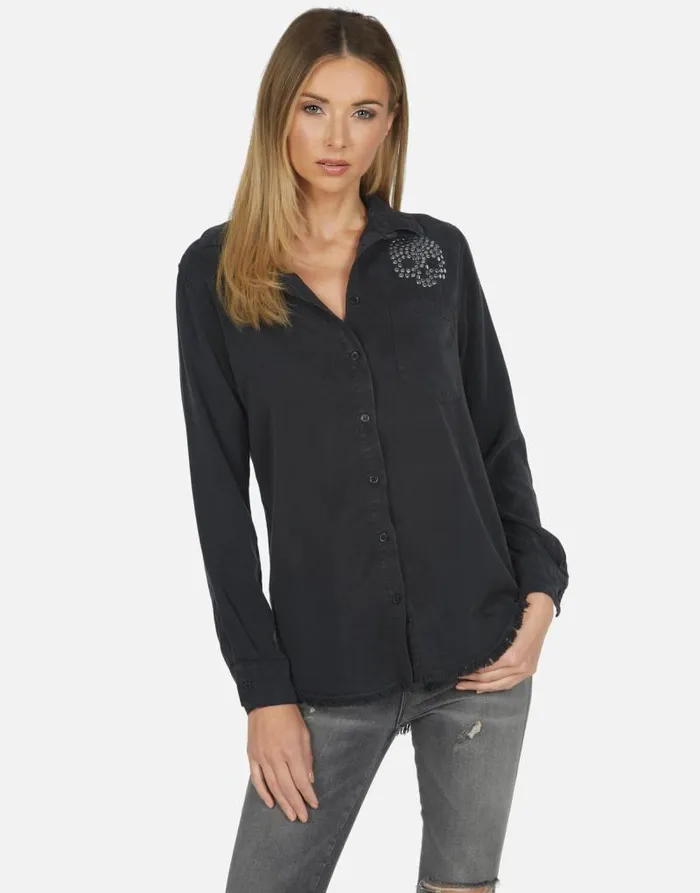 Sloane Nailhead Skull Onyx Women Lauren Moshi Long Sleeve