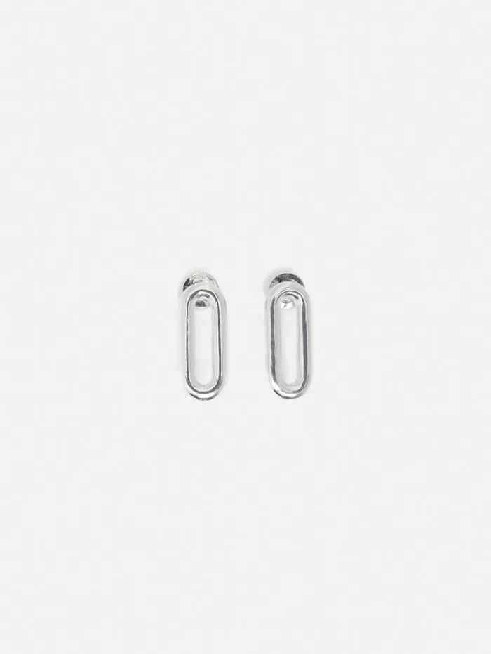 Small Link Stud Earrings Silver Women Jigsaw Jewellery