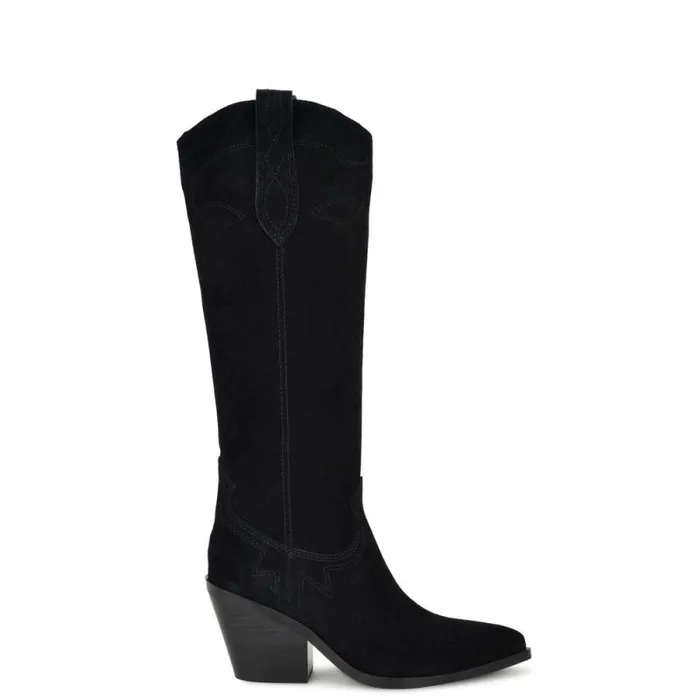 Smash Western Boots Black Suede Women Nine West Boots and Booties