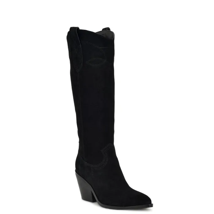 Smash Western Boots Black Suede Women Nine West Boots and Booties Smash Western Boots Black Suede Women Nine West Boots and Booties