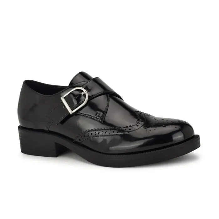 Smythe Monk Strap Loafers Black Patent Women Nine West Flats