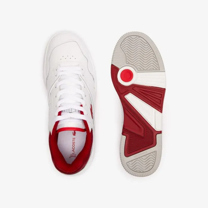 Sneakers Men Lacoste Men039s Lineshot Contrasted Collar Leather Sneakers White Red 286