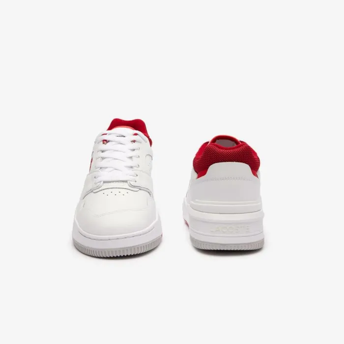 Sneakers Men Lacoste Men039s Lineshot Contrasted Collar Leather Sneakers White Red 286