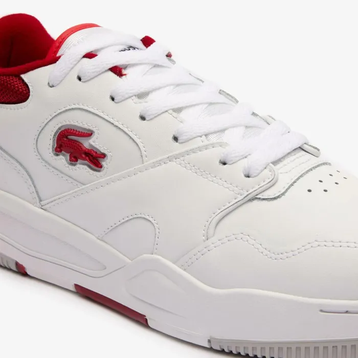 Sneakers Men Lacoste Men039s Lineshot Contrasted Collar Leather Sneakers White Red 286