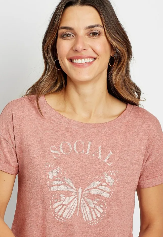 Social Butterfly Graphic Tee Women Maurices Tops