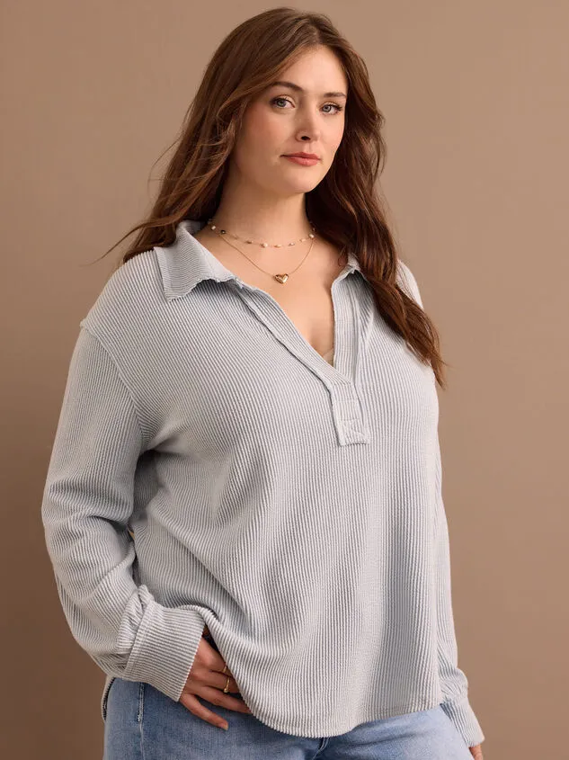Sofia Ribbed Polo Top Bluefog Women Altar039d State Tops Sofia Ribbed Polo Top Bluefog Women Altar039d State Tops