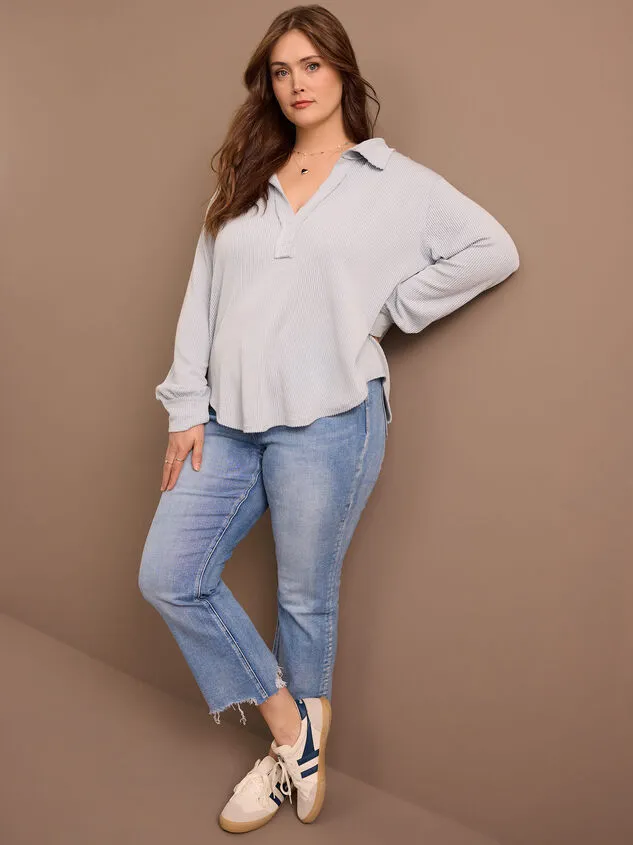 Sofia Ribbed Polo Top Bluefog Women Altar039d State Tops Sofia Ribbed Polo Top Bluefog Women Altar039d State Tops