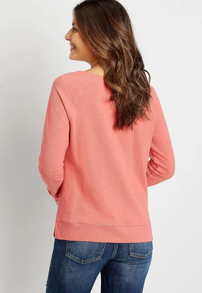 Solid Crew Neck Sweatshirt Women Maurices Tops