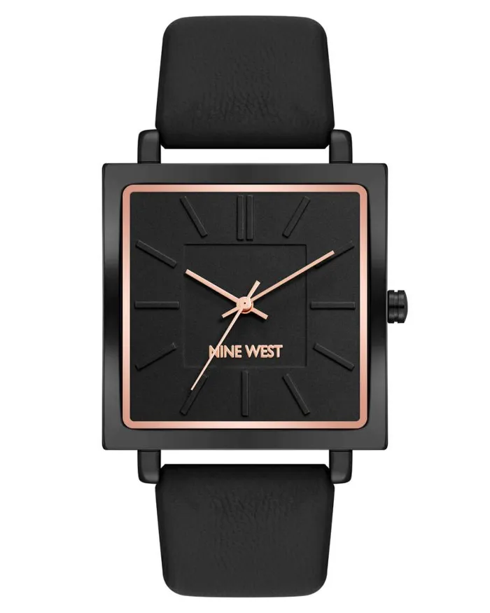 Square Case Strap Watch Black Women Nine West Straps