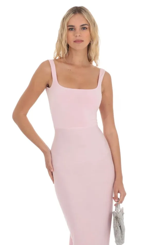 Square Neck Open Back Maxi Dress Pink Women LUCY IN THE SKY Maxi Dresses Square Neck Open Back Maxi Dress Pink Women LUCY IN THE SKY Maxi Dresses