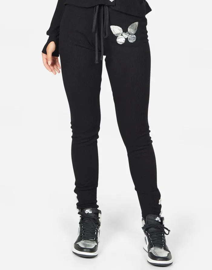 Stormi Diamond Butterfly Black Women Lauren Moshi Long Sweatpants
