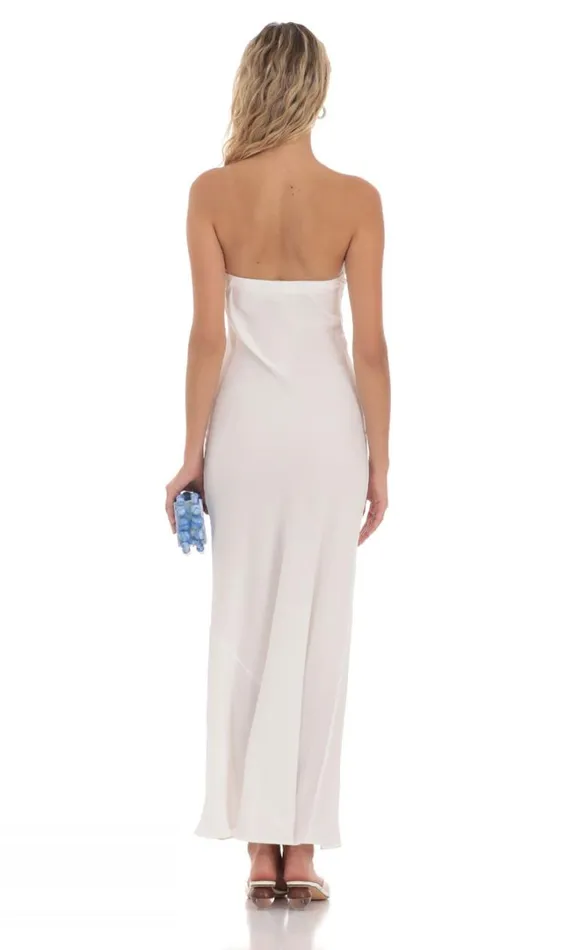 Strapless Straight Maxi Dress White Women LUCY IN THE SKY Maxi Dresses Strapless Straight Maxi Dress White Women LUCY IN THE SKY Maxi Dresses