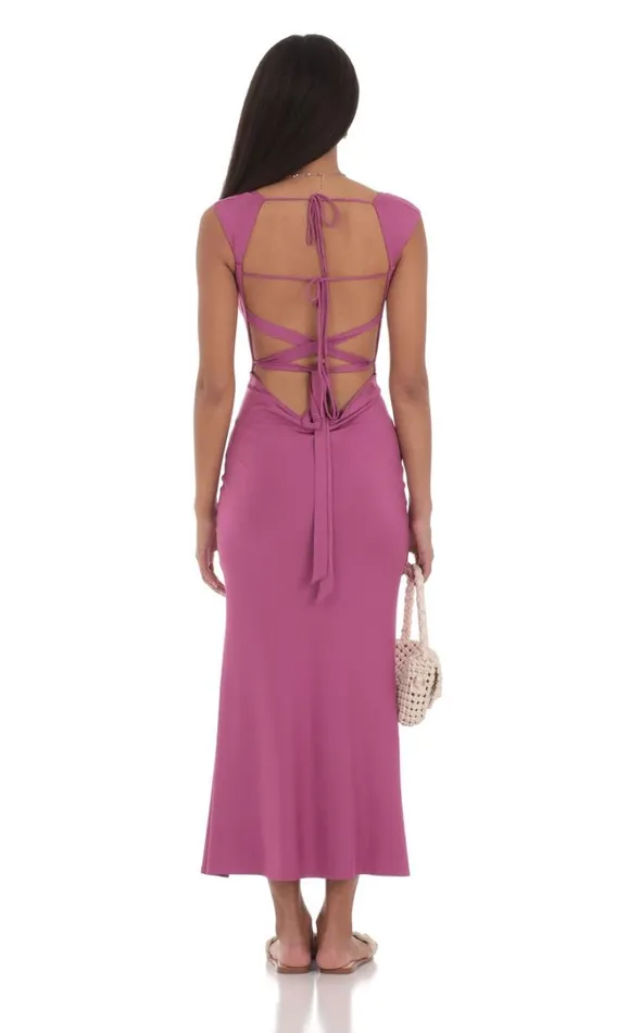 Strappy Cowl Neck Maxi Dress Magenta Women LUCY IN THE SKY Maxi Dresses