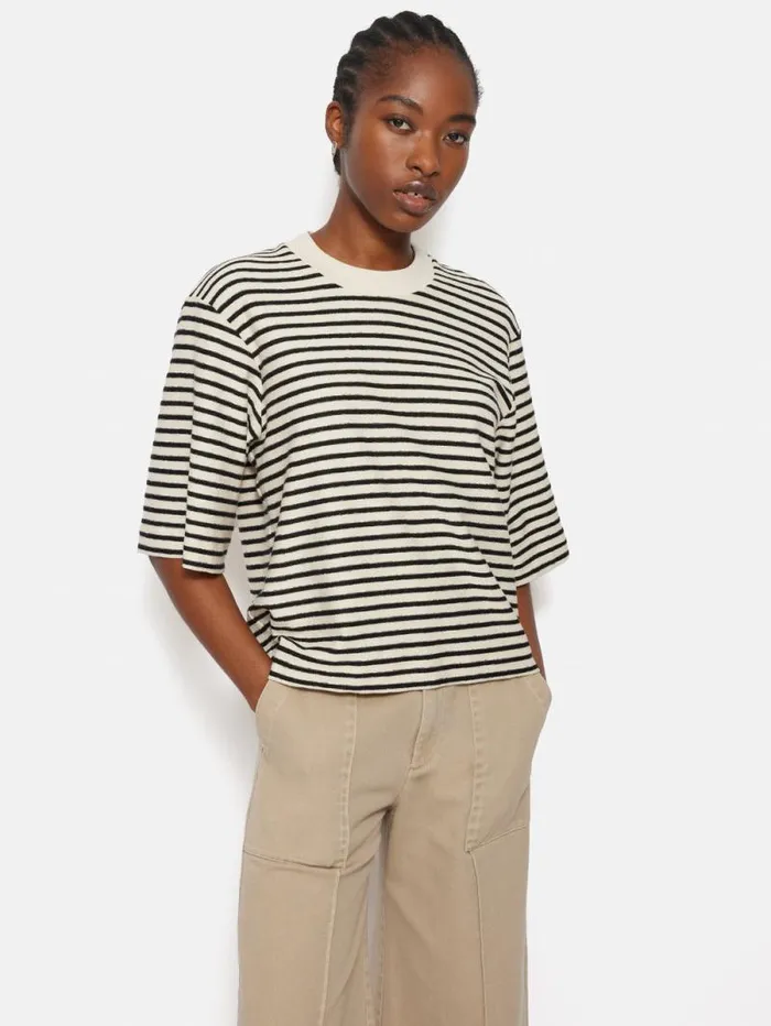 Stripe Textured Tshirt Navy Women Jigsaw Shirts and Tops